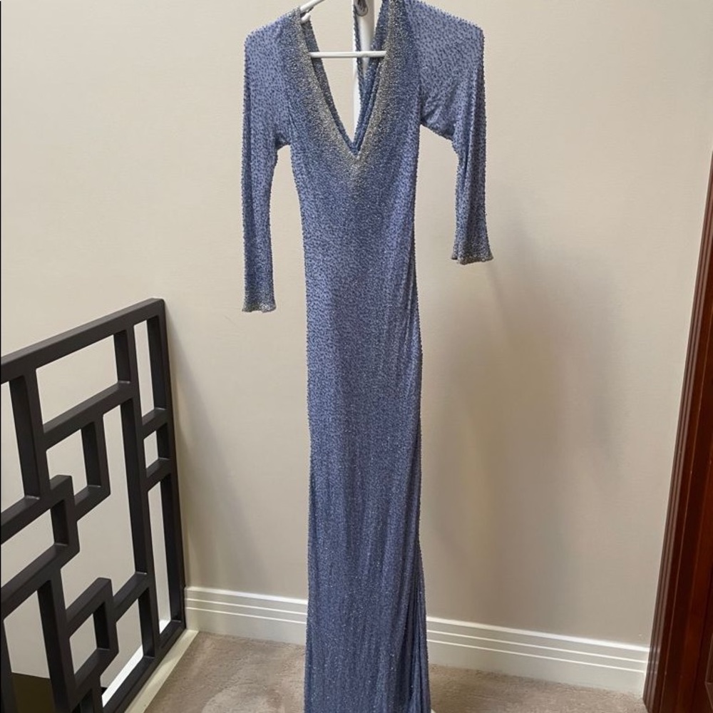 Blue Beaded Evening Gown